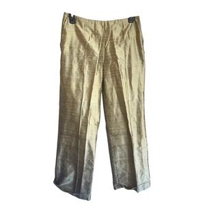 Vintage Pure Silk Wide Leg Pants Angelo Gold Metallic Holiday Size 42